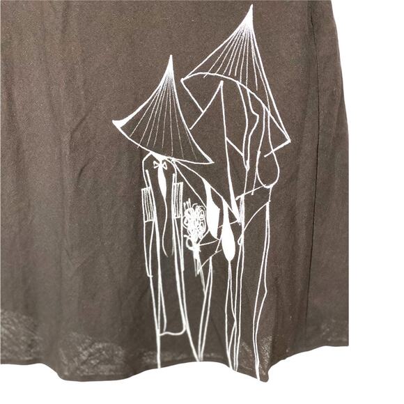 black printed mini skirt sheer women's medium casual wearable art - Picture 2 of 3